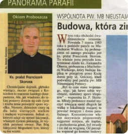 Wycinek z gazety o ks. Prałacie Franciszku Skorusie